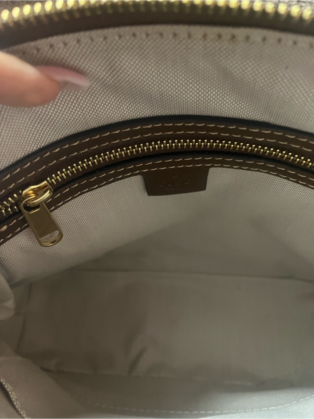 Brown GG Canvas Satchel with Gold Horsebit Detail - Picture 6 of 7